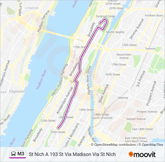 M3 Bus Line Map