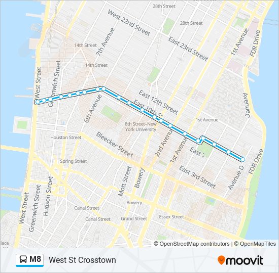 Mapa de M8 de autobús