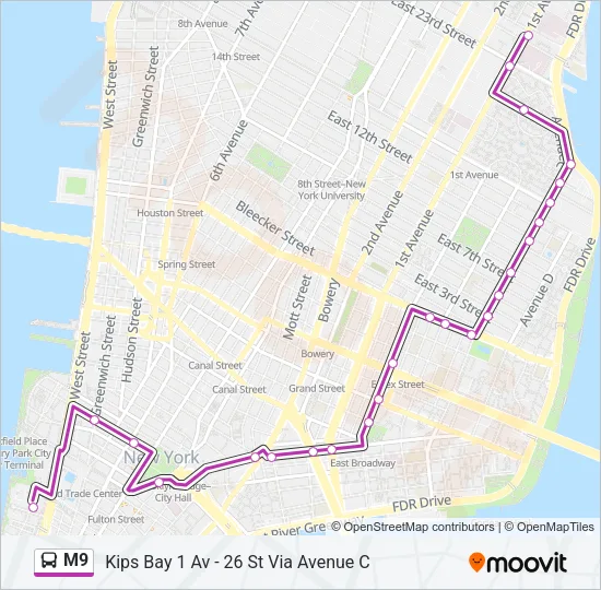 M9 Bus Line Map