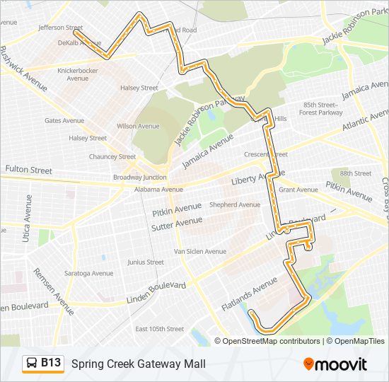 Mapa de B13 de autobús