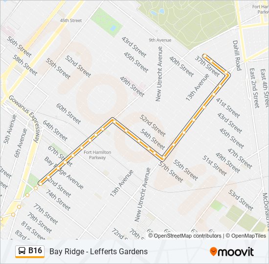 B16 Bus Route Map B16 Route: Schedules, Stops & Maps - 36 St (Updated)