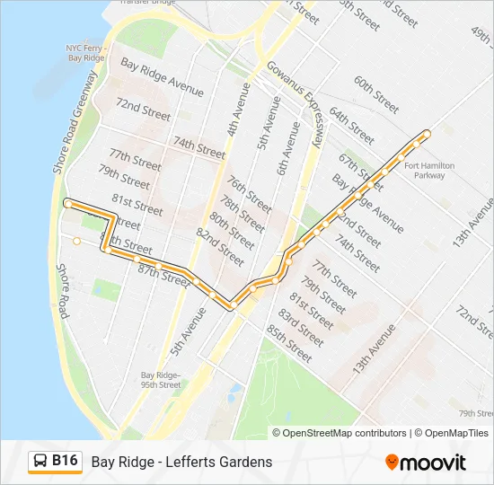 B16 Bus Line Map