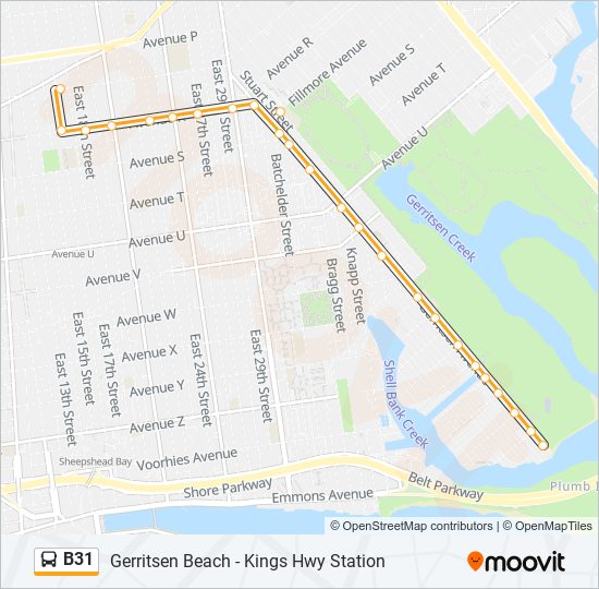 Mapa de B31 de autobús