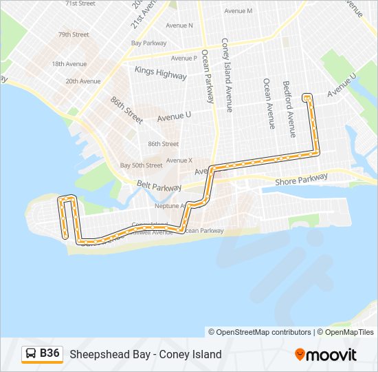 B36 bus Line Map