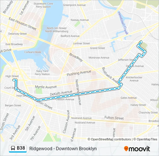 B38 Bus Line Map