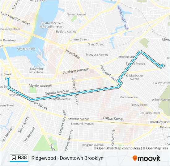 B38 Bus Line Map