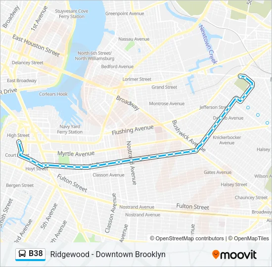 B38 Bus Line Map
