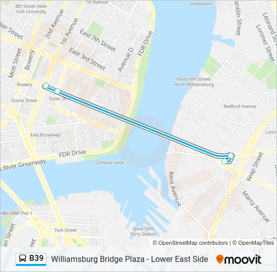 B39 Bus Line Map