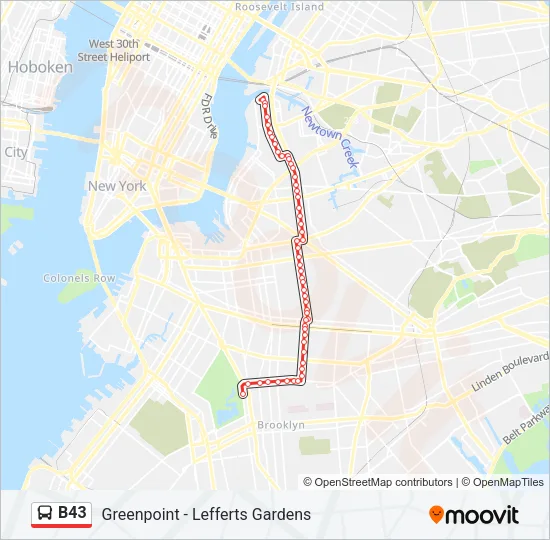 B43 Bus Line Map