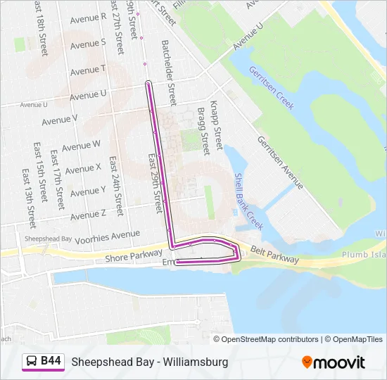 B44 Bus Line Map