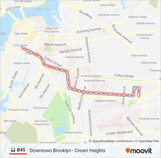 B45 Bus Line Map