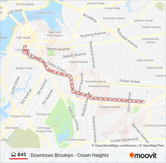 B45 Bus Line Map
