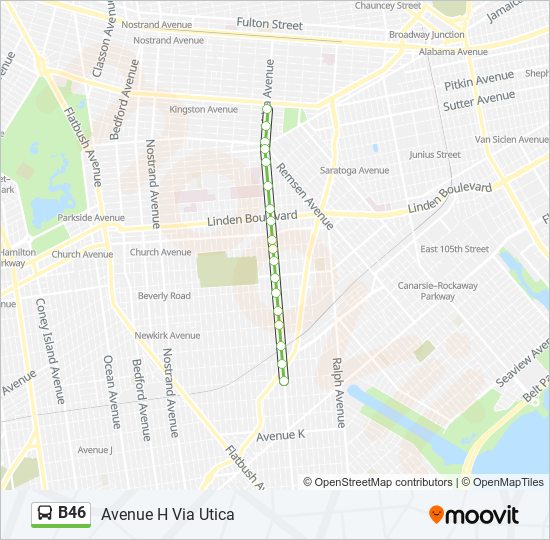 Mapa de B46 de autobús