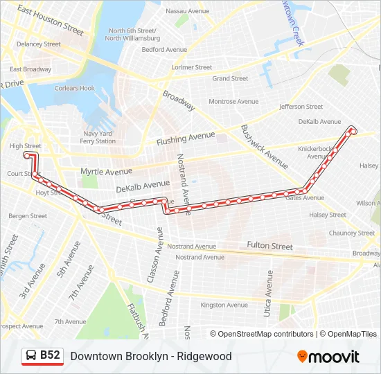 B52 Bus Line Map