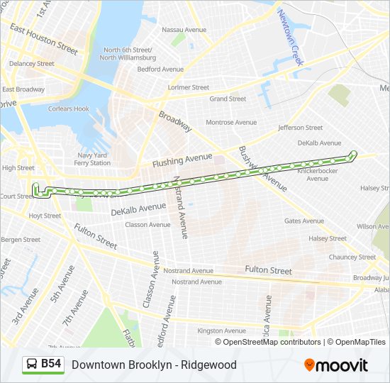 B54 bus Line Map