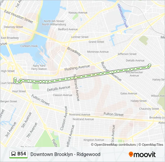 B54 Bus Line Map