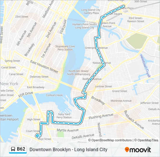 B62 Bus Line Map