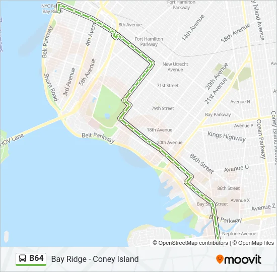 B64 Bus Line Map