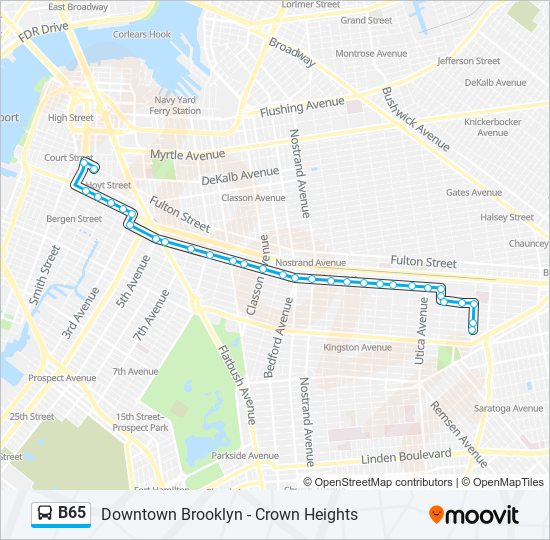 B65 bus Line Map