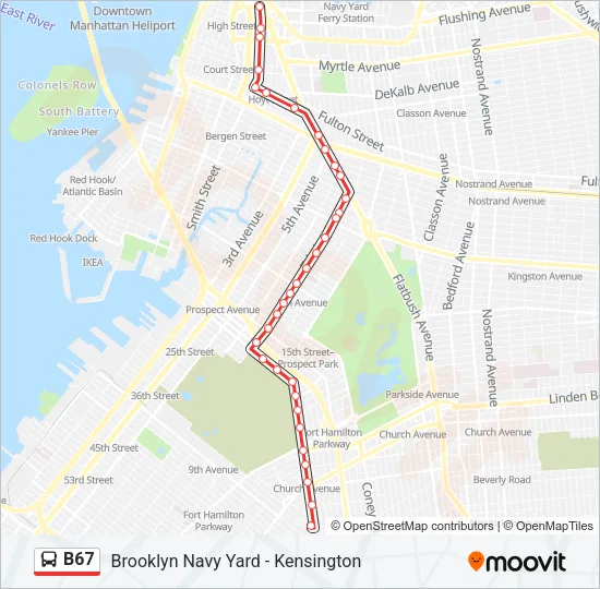 B67 Bus Line Map