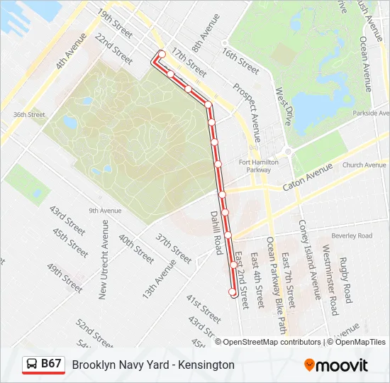 B67 Bus Line Map