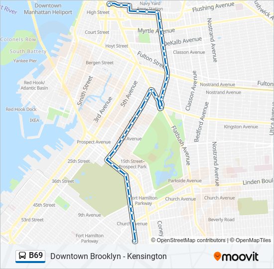 B69 bus Line Map