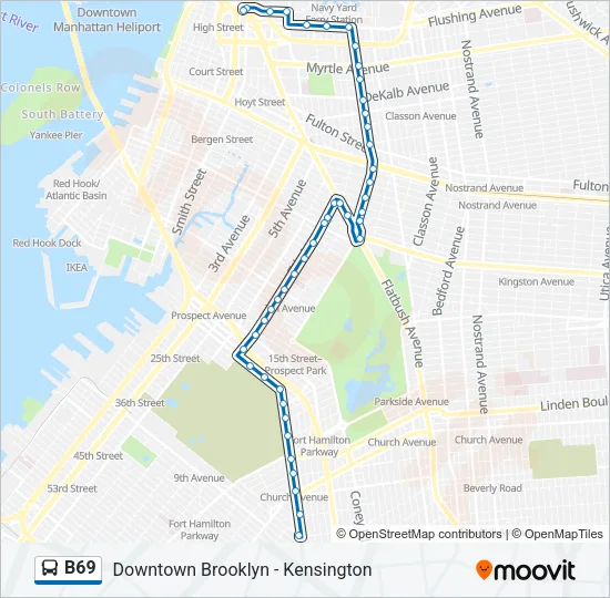 B69 Bus Line Map