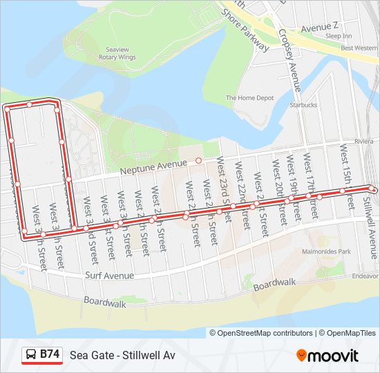 Mapa de B74 de autobús