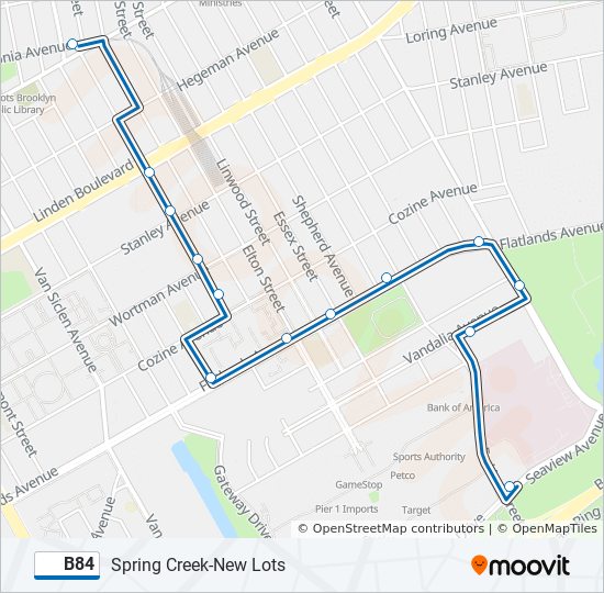 Mapa de B84 de autobús