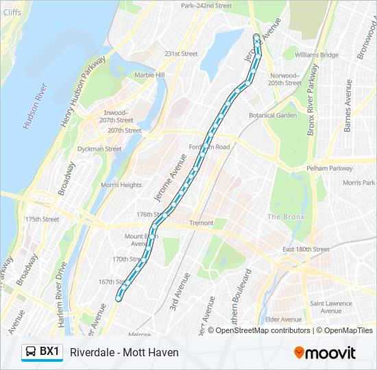 BX1 bus Line Map