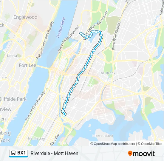 BX1 Bus Line Map