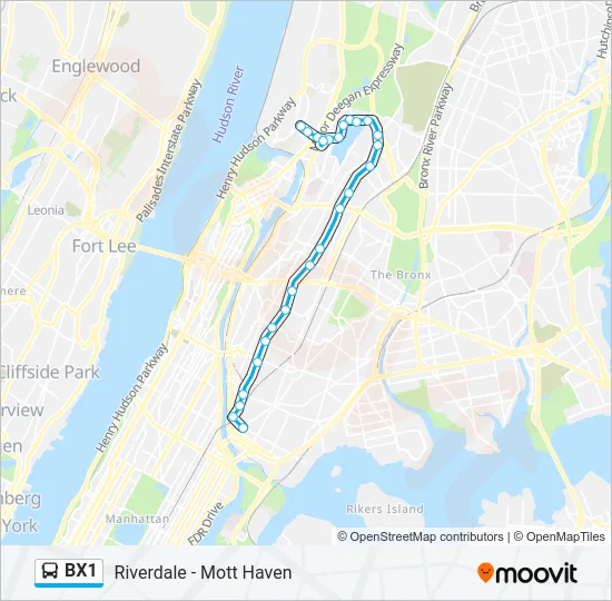 BX1 Bus Line Map