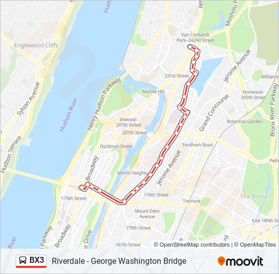 Mapa de BX3 de autobús