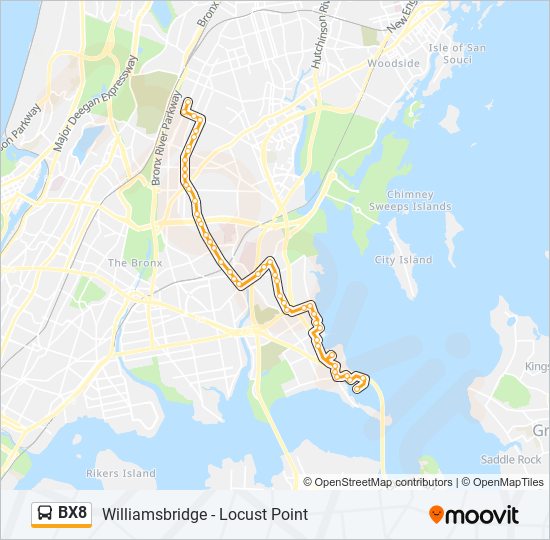 Bx8 Bus Route Map Bx8 Route: Schedules, Stops & Maps - Locust Pt Tierney Pl (Updated)