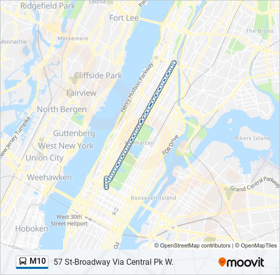 Mapa de M10 de autobús