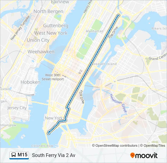 M15 Bus Line Map