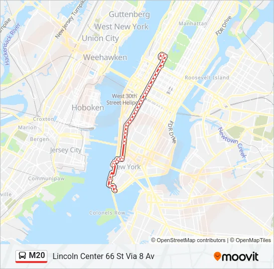 M20 Bus Line Map