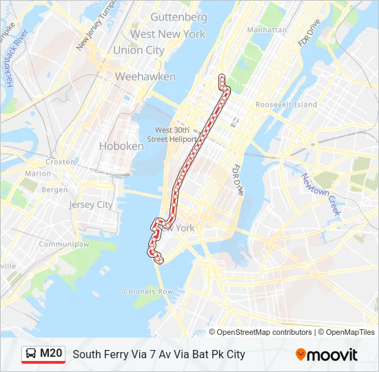 M20 Bus Line Map