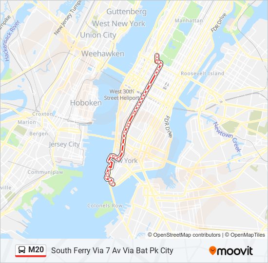 m20 Route: Schedules, Stops & Maps - South Ferry Via 7 Av Via Bat Pk ...