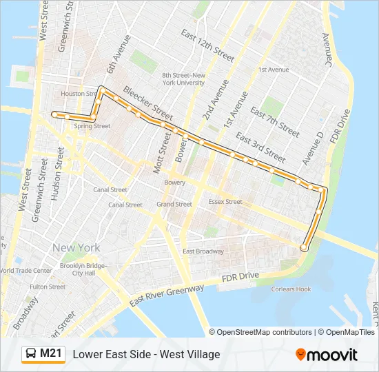 M21 Bus Line Map