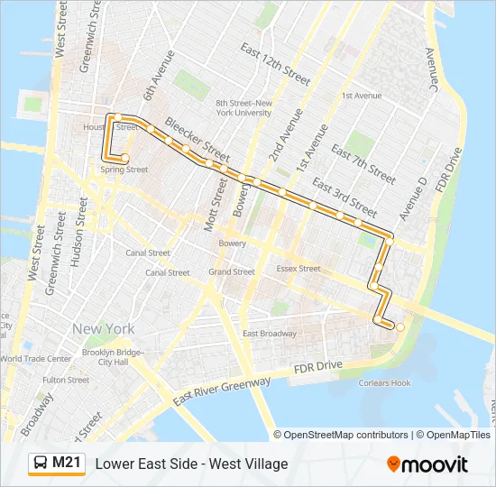 M21 Bus Line Map