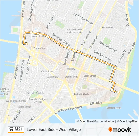 M21 Bus Line Map