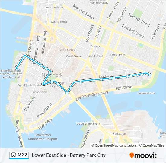 M22 Bus Line Map