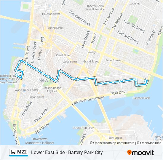 M22 bus Line Map