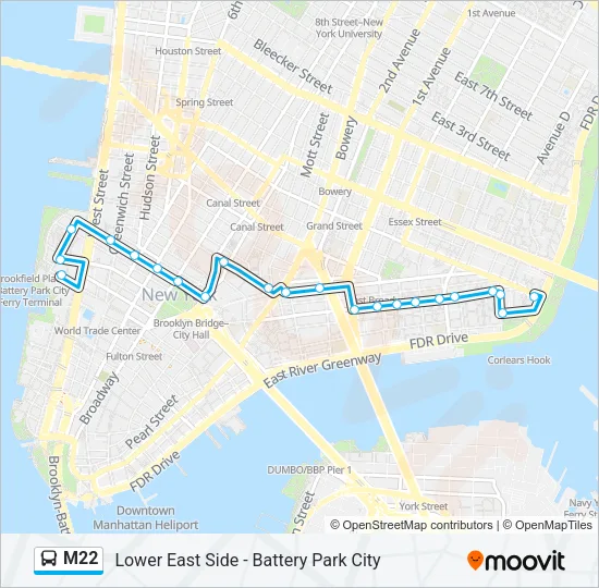 M22 Bus Line Map