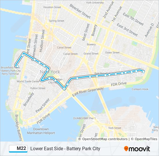 m22 Route: Schedules, Stops & Maps - Lower E. Side Fdr Dr (Updated)