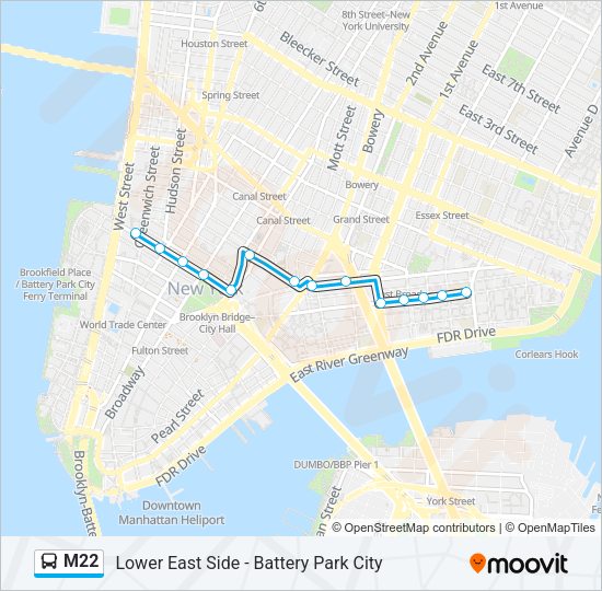 M22 Bus Line Map