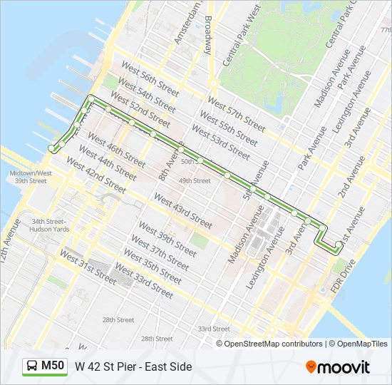 M50 bus Line Map