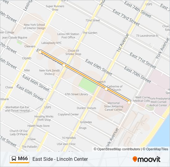 M66 bus Line Map