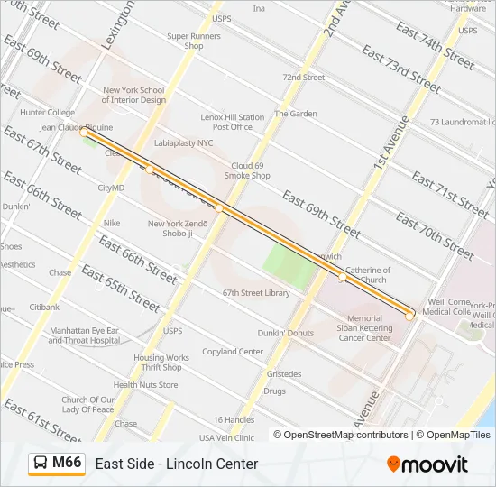 M66 Bus Line Map